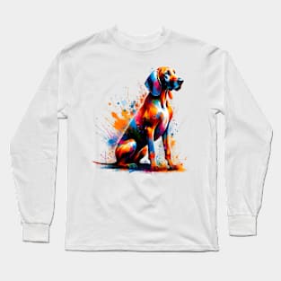 Vibrant Hanoverian Scenthound in Abstract Splash Art Long Sleeve T-Shirt